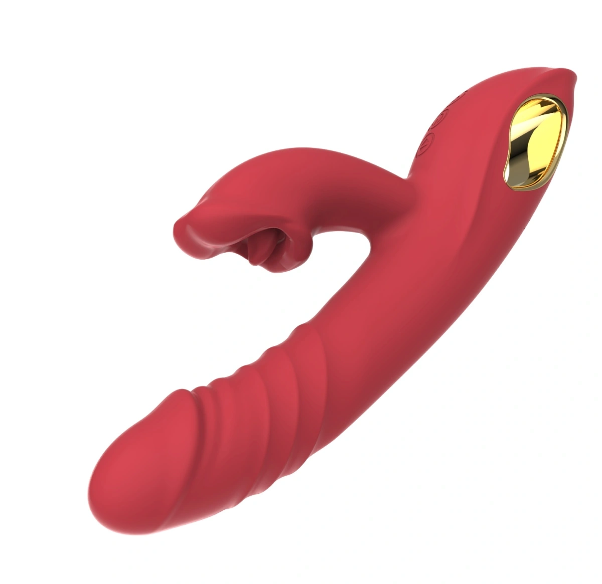 Vibrator Thrusting Rabbit, 10 Moduri Vibratii, 5 Moduri Impingere, 5 Moduri Muscare, Silicon, USB Magnetic, Rosu, 24.6 cm, Passion Labs, #9, Erotic24.ro