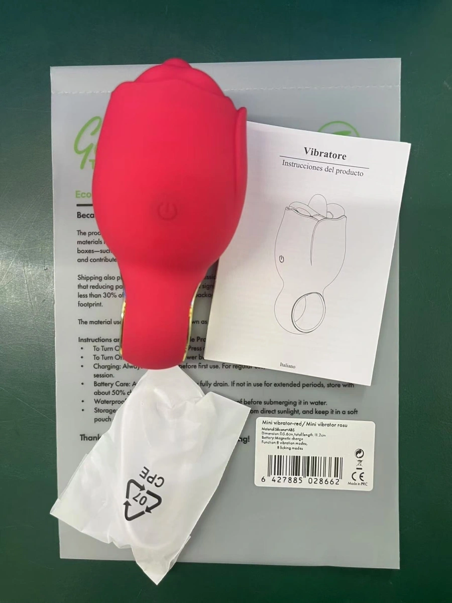 Vibrator Tempting Lips, Vibrating, Licking, Silicon, USB, Rosu, 11.2 cm, Guilty Toys, Nr. 9, Erotic24.ro