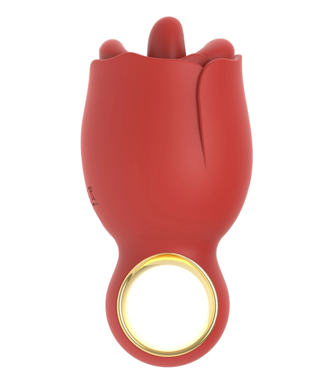 Vibrator Tempting Lips, Vibrating, Licking, Silicon, USB, Rosu, 11.2 cm, Guilty Toys, Nr. 2, Erotic24.ro