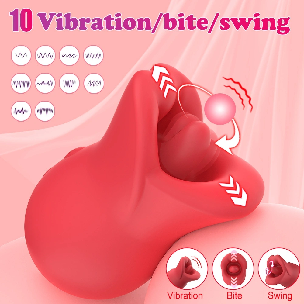 Vibrator Seductive Lips 3 in 1, Vibrating, Licking, Biting, Silicon, USB Magnetic, Rosu, 9 cm, Guilty Toys, #7, Erotic24.ro
