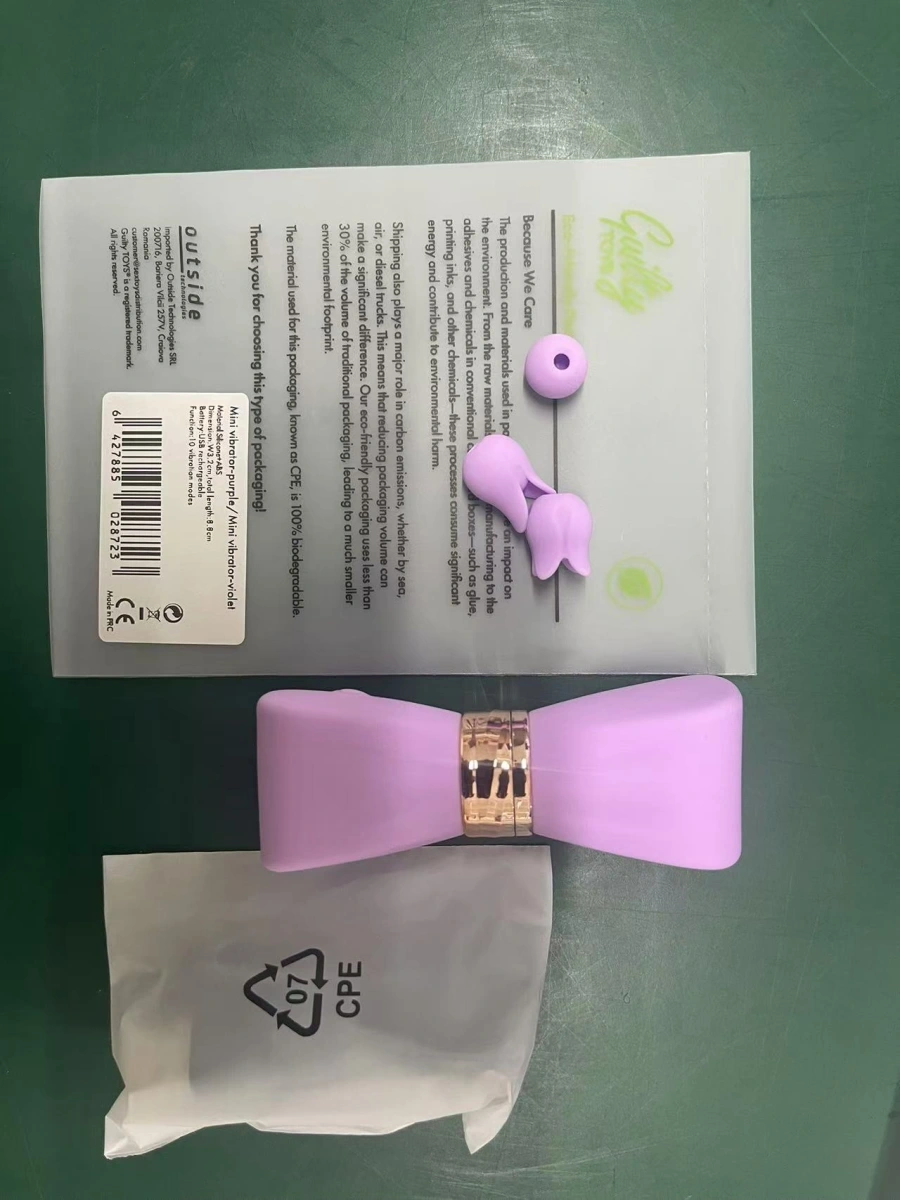 Mini Vibrator Lilac Bow cu 3 Accesorii Interschimbabile, 10 Moduri Vibratii, Silicon, ABS, USB, Lila, 8.8 cm, Guilty Toys, #5, Erotic24.ro