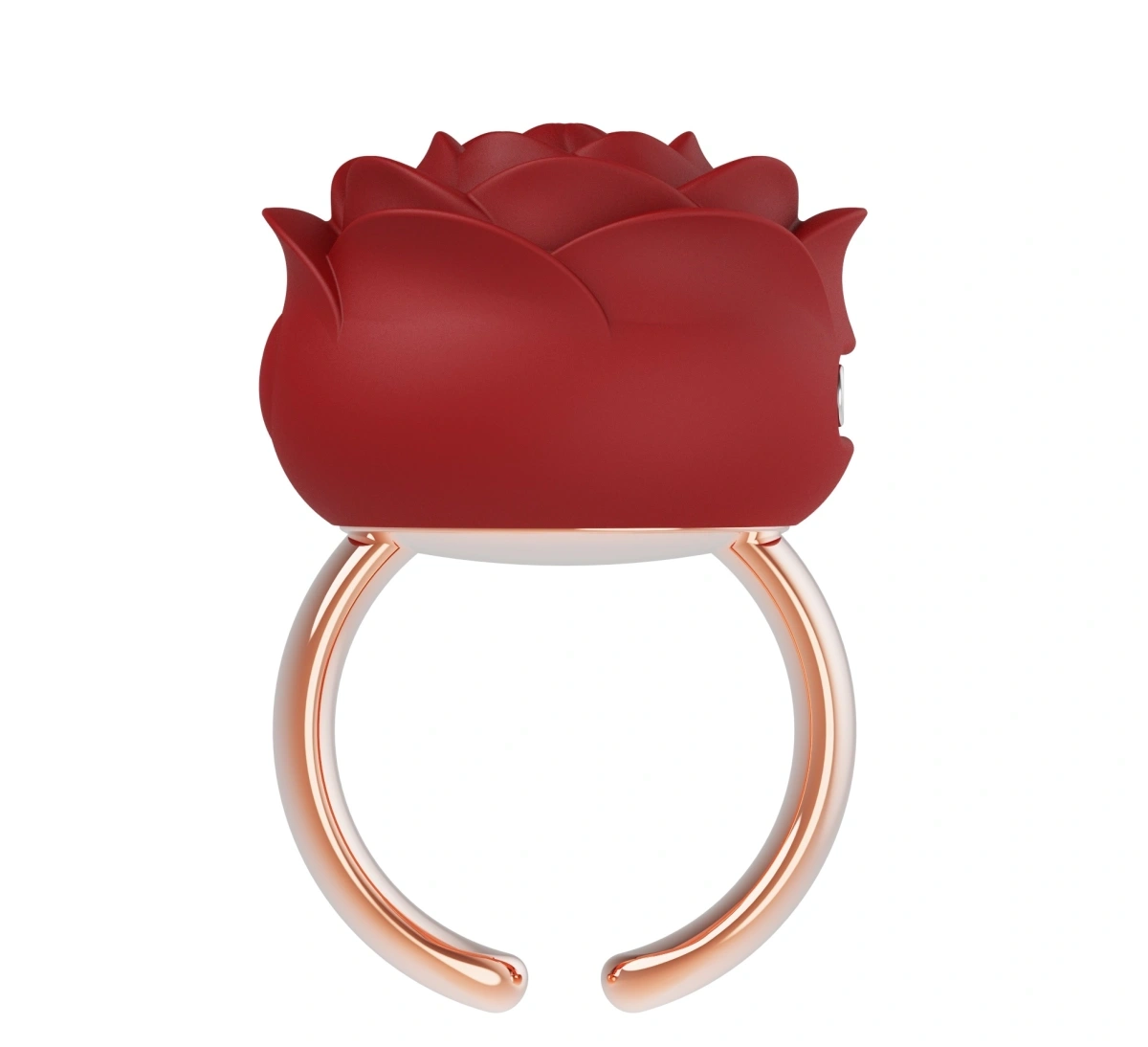 Mini Vibrator Rose Ring, 9 Moduri Vibratii, Silicon, USB Magnetic, Rosu, Guilty Toys