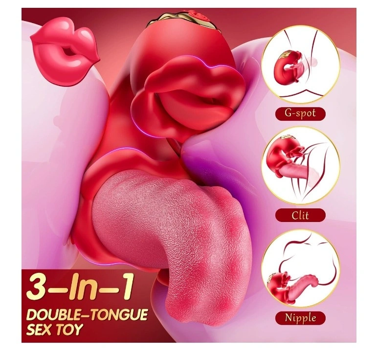 Stimulator Sexy Lips, 10 Moduri Vibratii, 10 Moduri Vibratii, 10 Moduri Rotatii, Silicon, USB Magentic, Rosu, 14.5 cm, Passion Labs, #2, Erotic24.ro