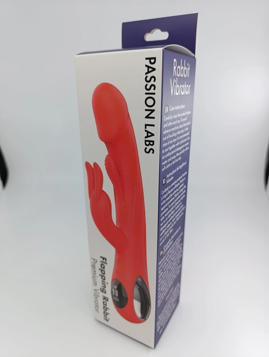 Vibrator Flapping Rabbit, Display LCD, 9 Moduri Vibratii, 9 Moduri Tapare, Silicon, USB Magnetic, Rosu, 24.2 cm, Passion Labs, #4, Erotic24.ro