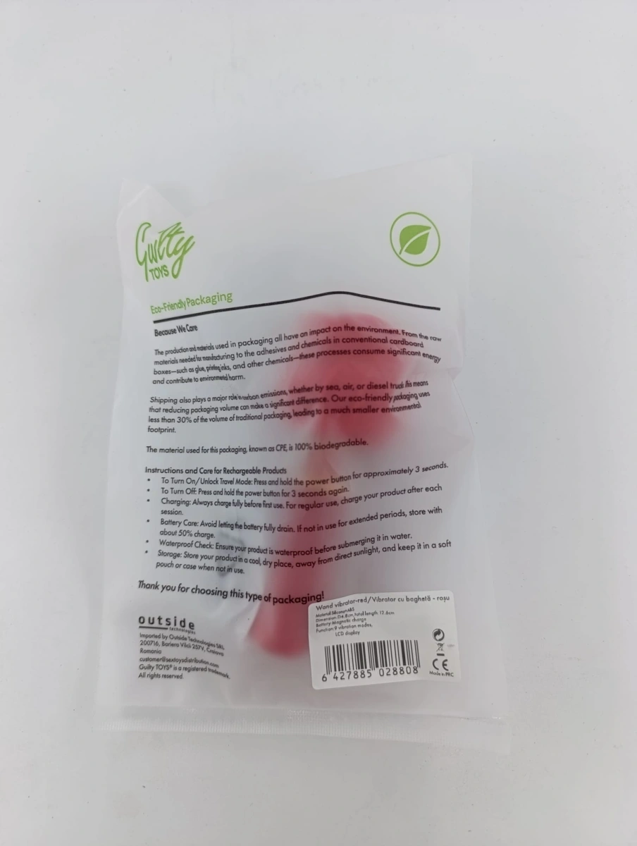 Mini Vibrator Masaj Luxury Bloom, 9 Moduri Vibratii, Display LCD, USB Magnetic, Silicon, Rosu, 12.6 cm, Guilty Toys, #6, Erotic24.ro