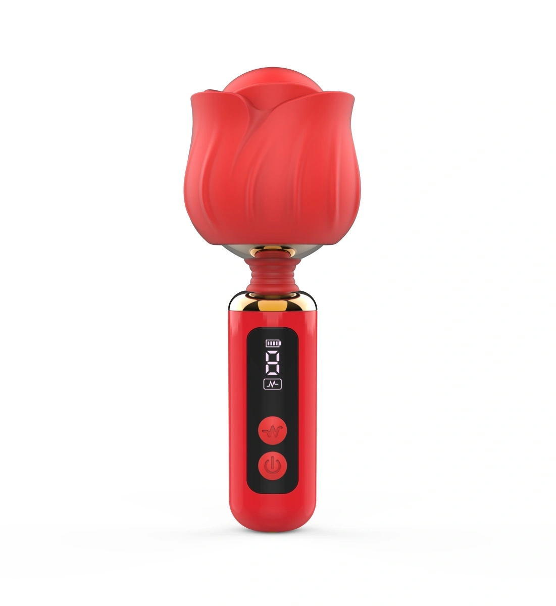 Mini Vibrator Masaj Luxury Bloom, 9 Moduri Vibratii, Display LCD, USB Magnetic, Silicon, Rosu, 12.6 cm, Guilty Toys
