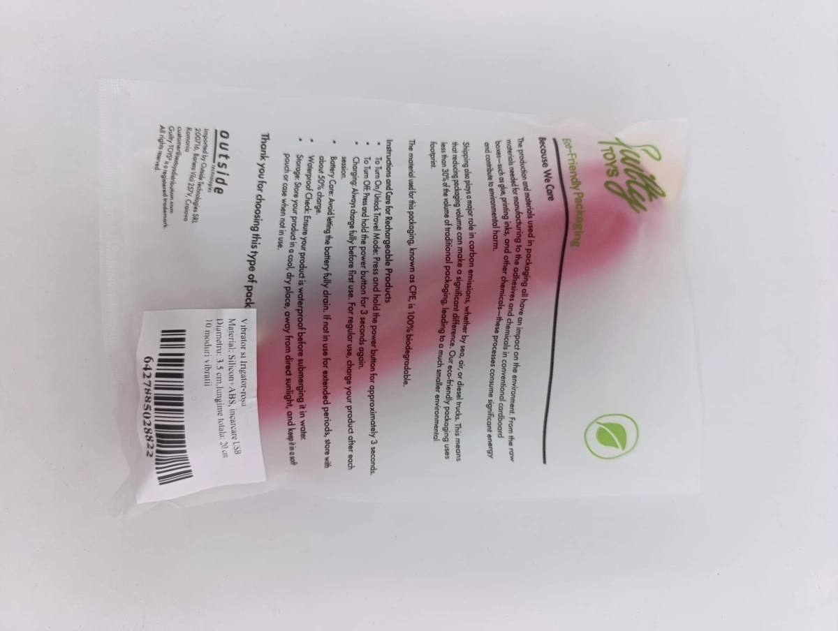 Vibrator si Irigator, 10 Moduri Vibratii, Silicon, USB, Rosu, 20 cm, Guilty Toys, Nr. 8, Erotic24.ro