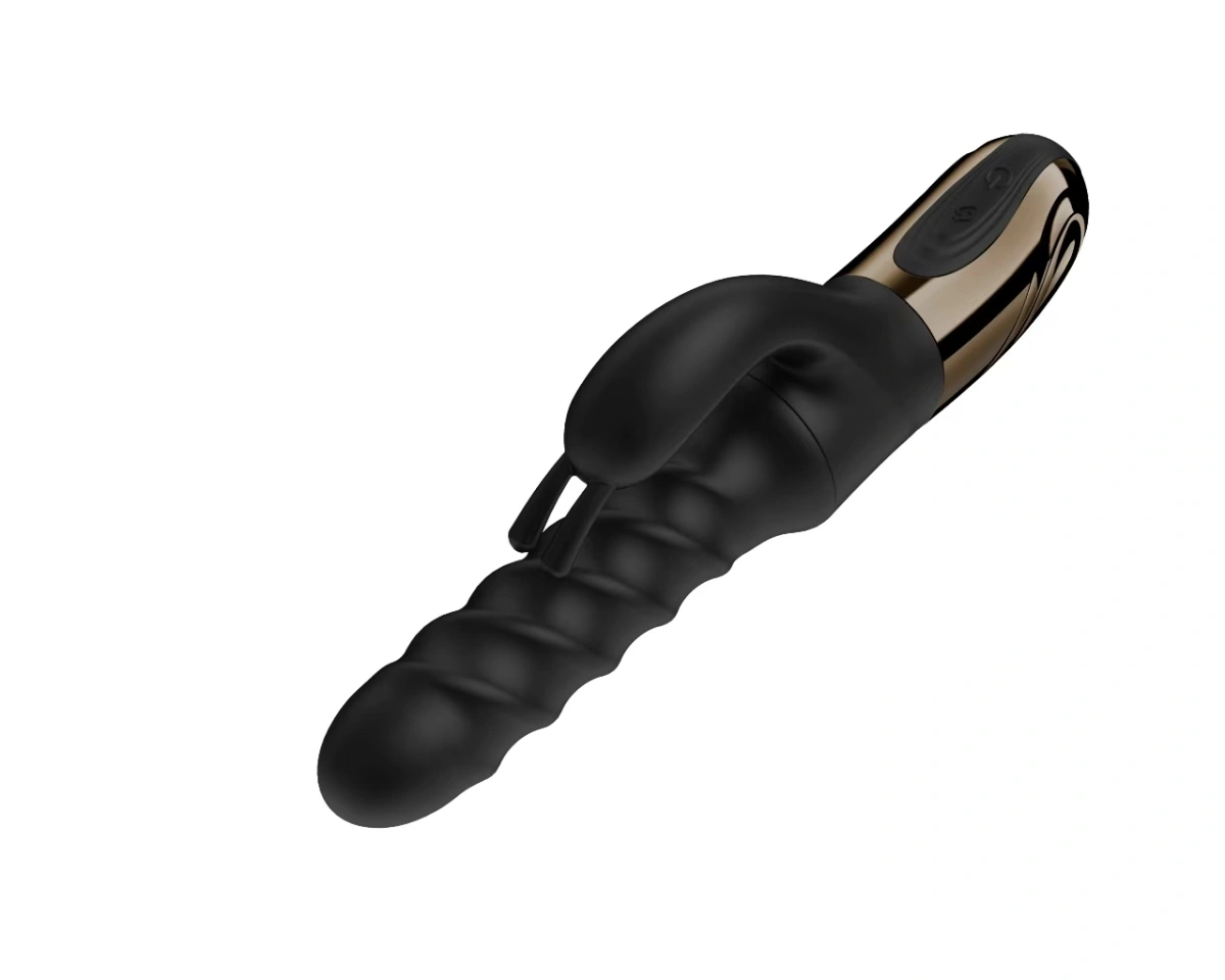 Vibrator Swirl Rabbit, 5 Moduri de Impingere si Rasucire, 8 Moduri Vibratii, Silicon, USB, Negru, 25.7 cm, Passion Labs, #7, Erotic24.ro