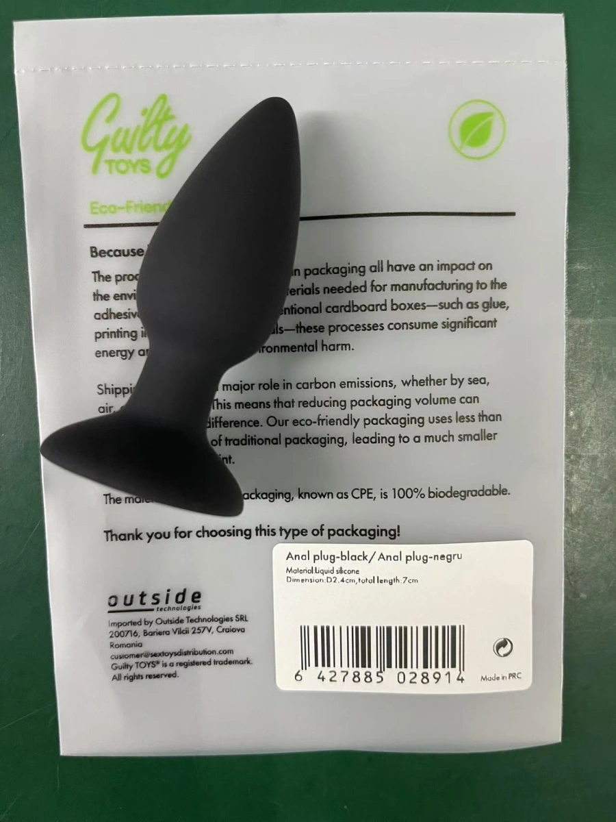 Dop Anal Small cu Ventuza, Silicon Lichid, Negru, 7 cm, Guilty Toys, #6, Erotic24.ro