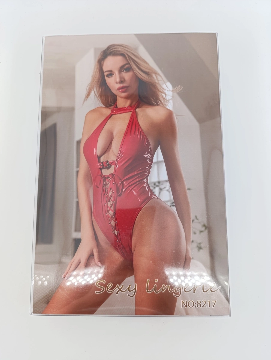 Body Wetlook cu Snur Red Heat, Rosu, S/M, #6, Erotic24.ro