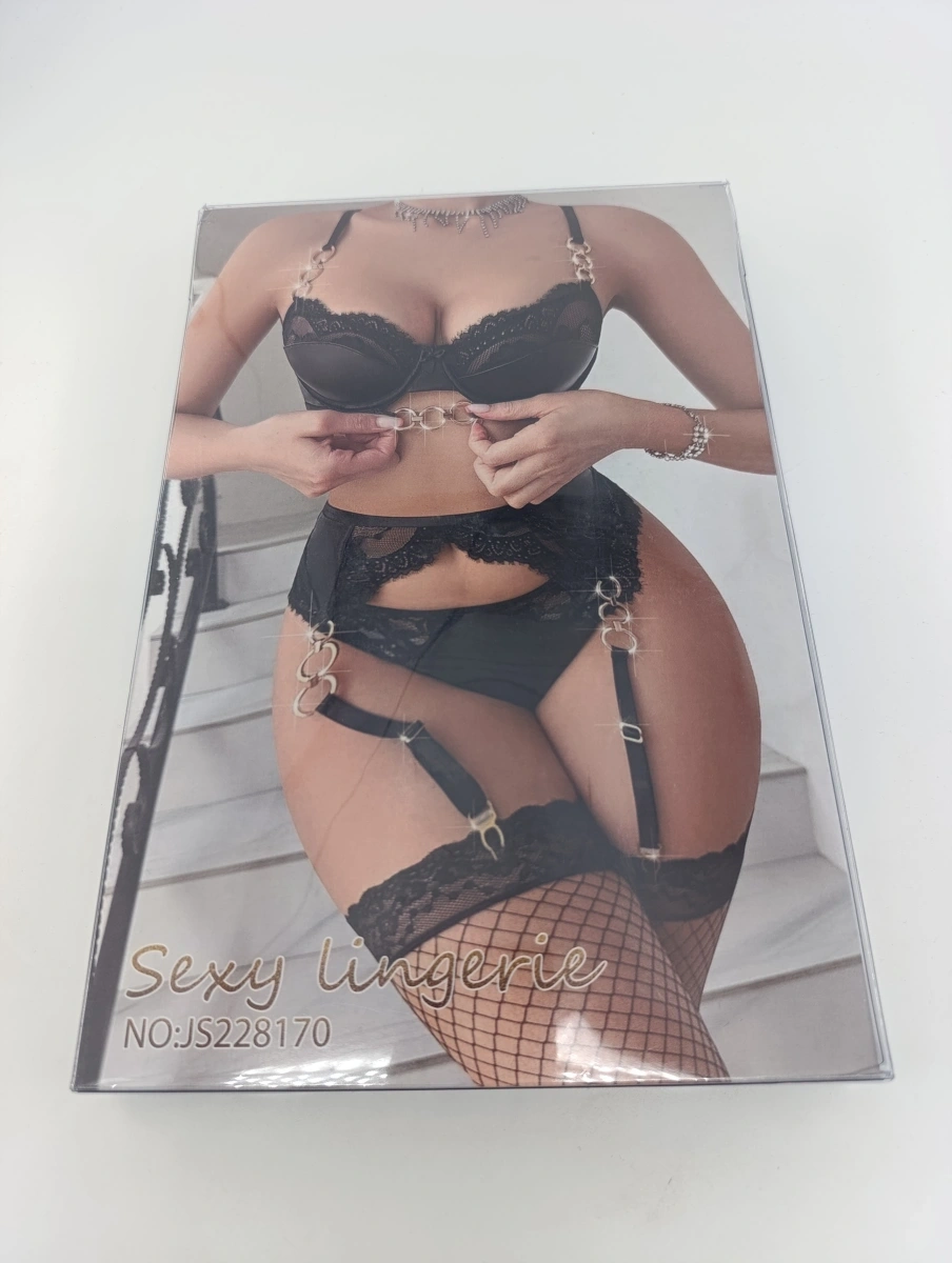 Set Lenjerie 4 Piese Noir Desire, Negru, S/M, Nr. 6, Erotic24.ro