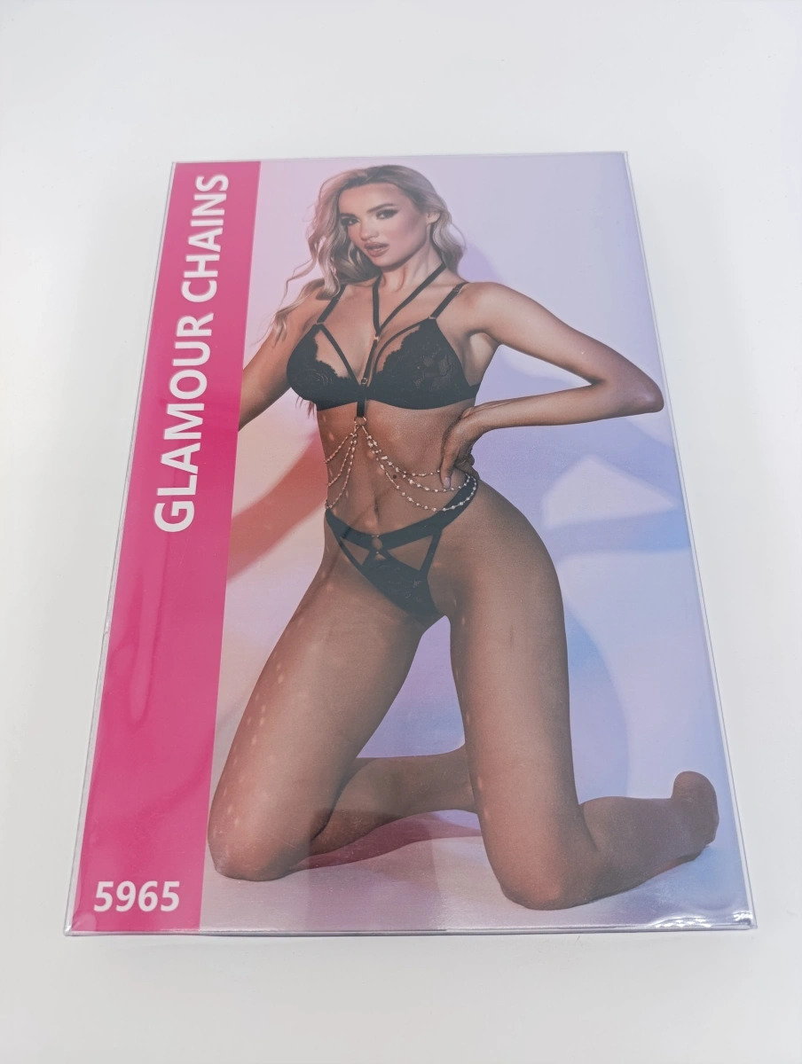 Set Lenjerie 3 Piese Glamour Touch, Negru, S-L, Nr. 6, Erotic24.ro