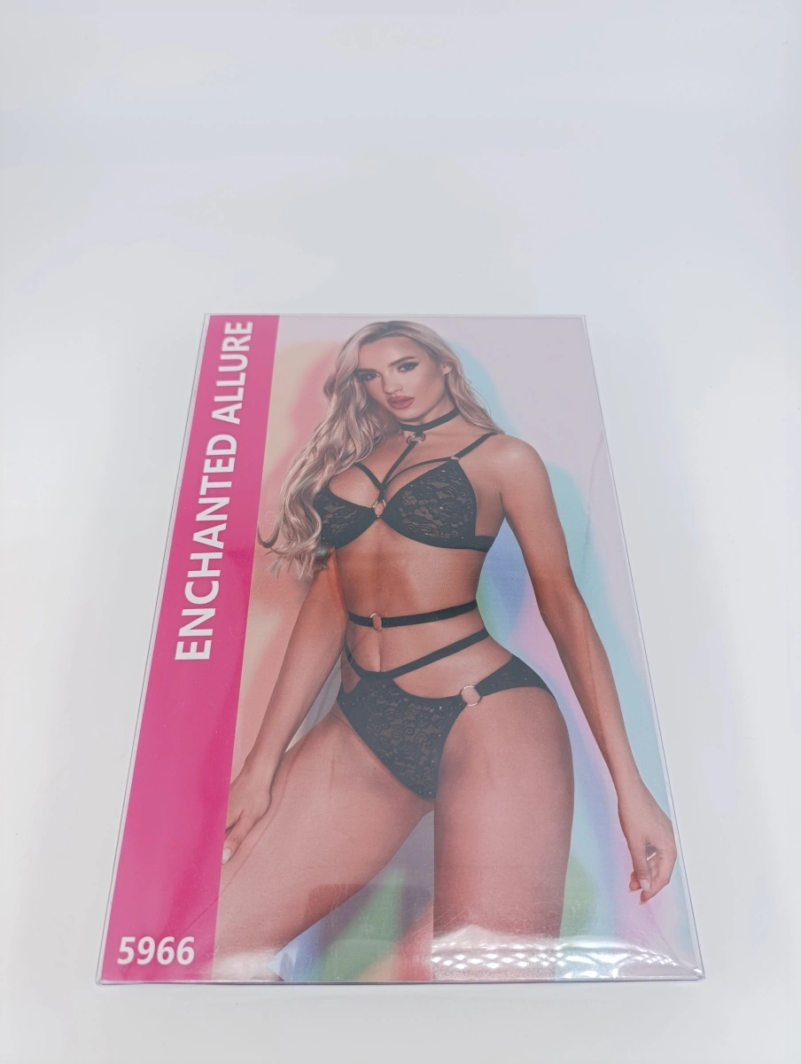 Set Lenjerie 3 Piese Shining Star, Negru, S-L, Nr. 6, Erotic24.ro