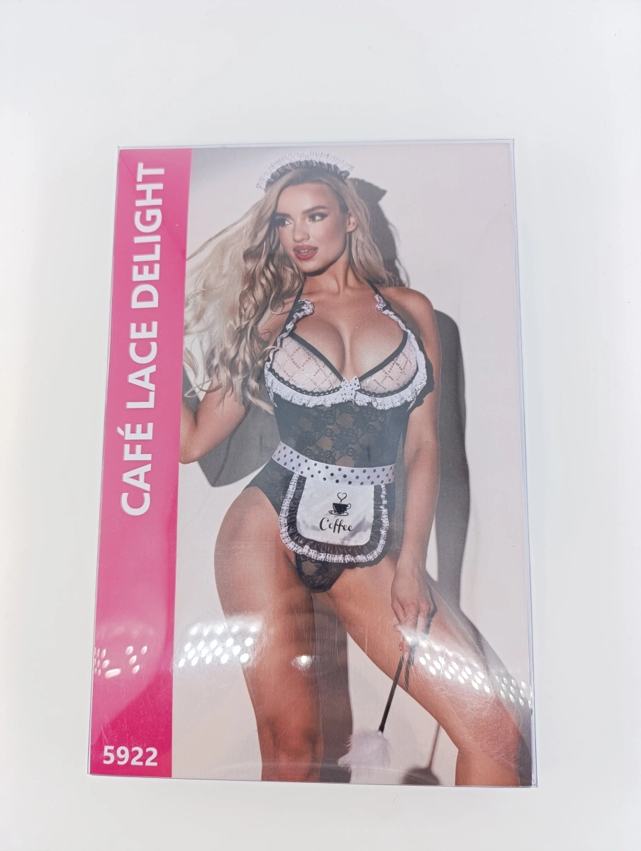 Costum Sexy 4 Piese Menajera, Negru/Alb, S-L, #6, Erotic24.ro