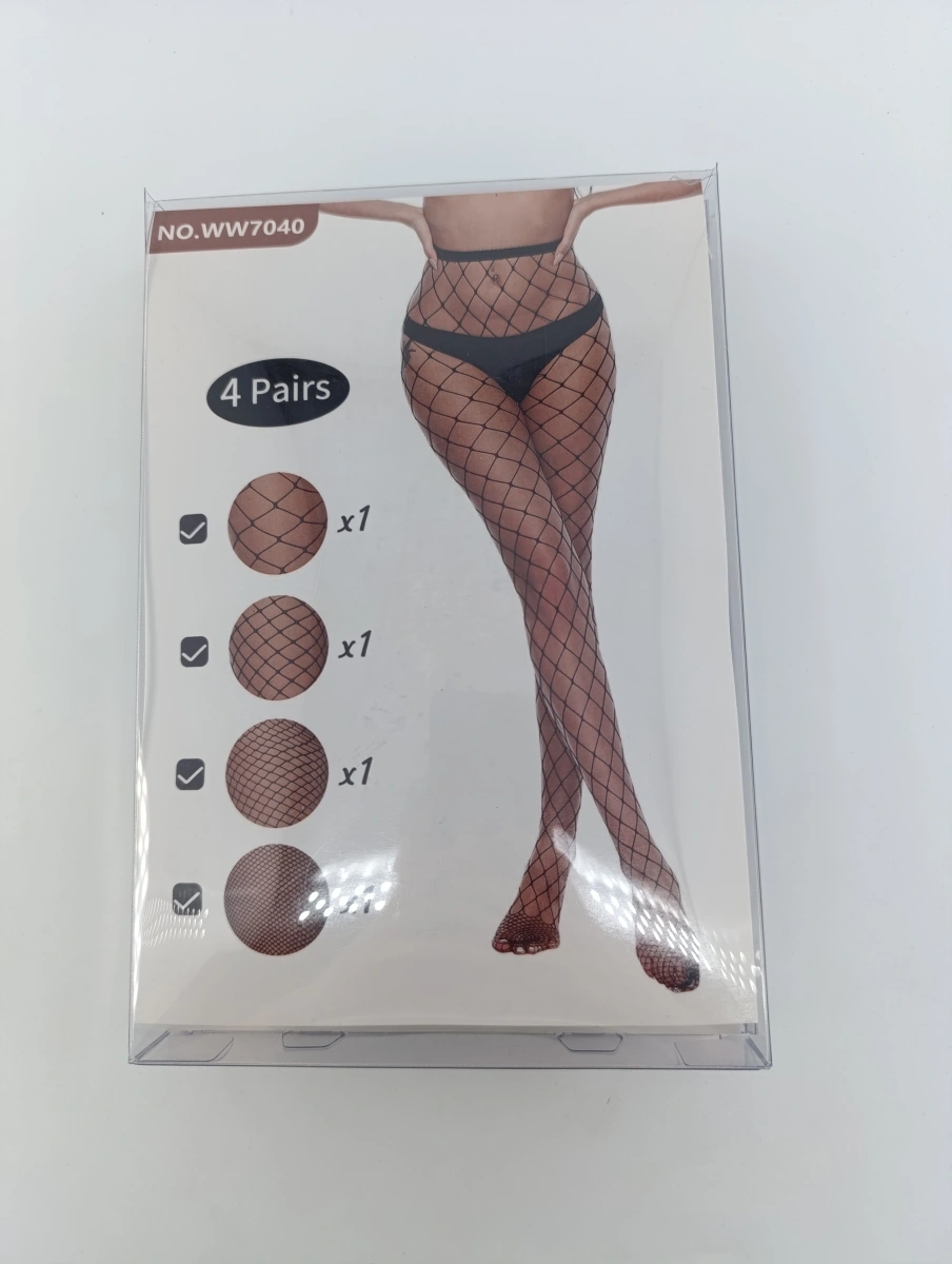 Set 4 Ciorapi din Plasa Fishnet, Negru, S-L, Nr. 9, Erotic24.ro