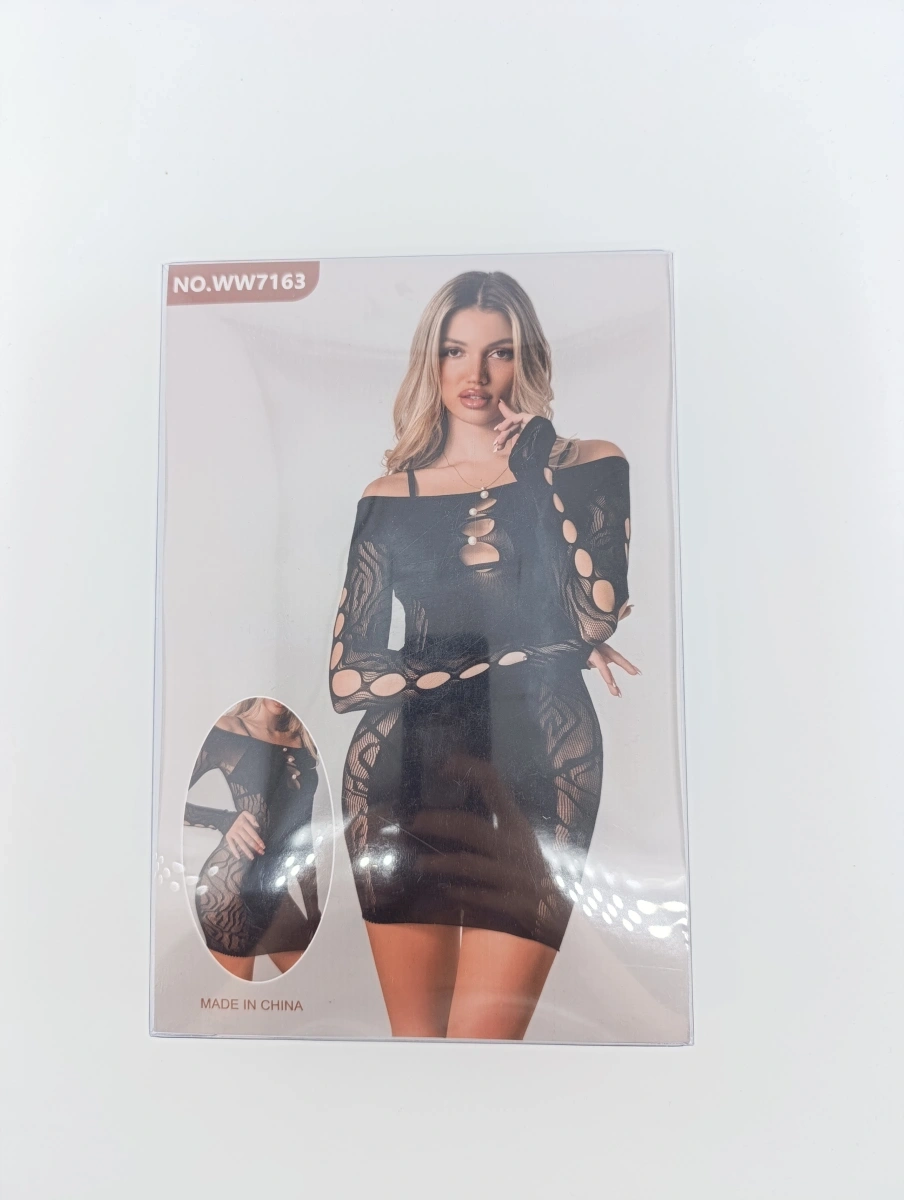 Rochie Mini cu Maneci Lungi Pearl Touch, Negru, S-L, #6, Erotic24.ro