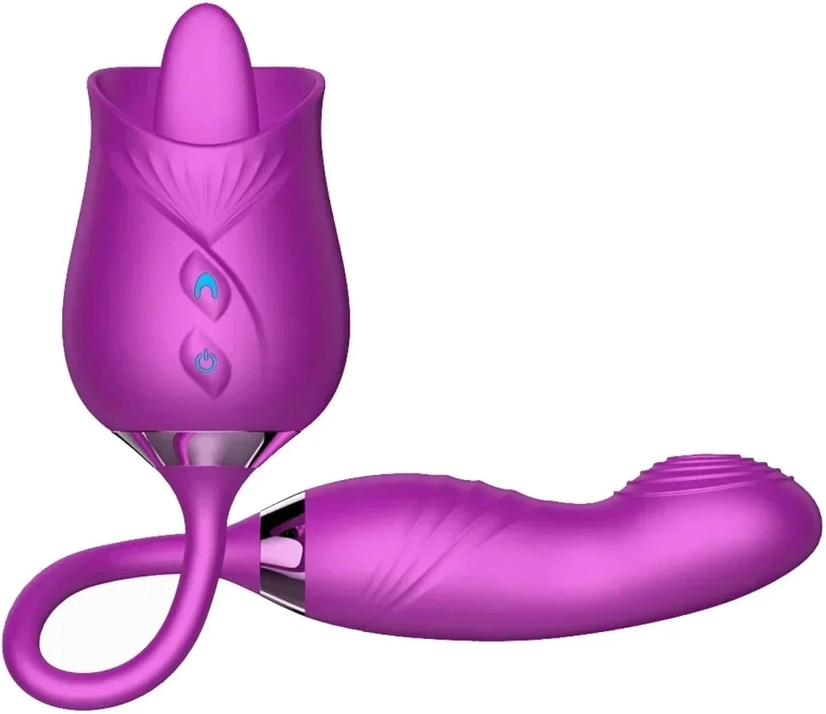 Stimulator Dublu, Vibrating, Licking, Fingering, Silicon, USB, Mov, 36.5 cm, Passion Labs
