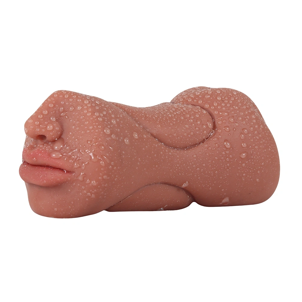 Masturbator 2 Capete Stimulatoare, Vagin, Anus, Gura, TPE, Super Moale, Maro, 16 cm, Passion Labs, #4, Erotic24.ro