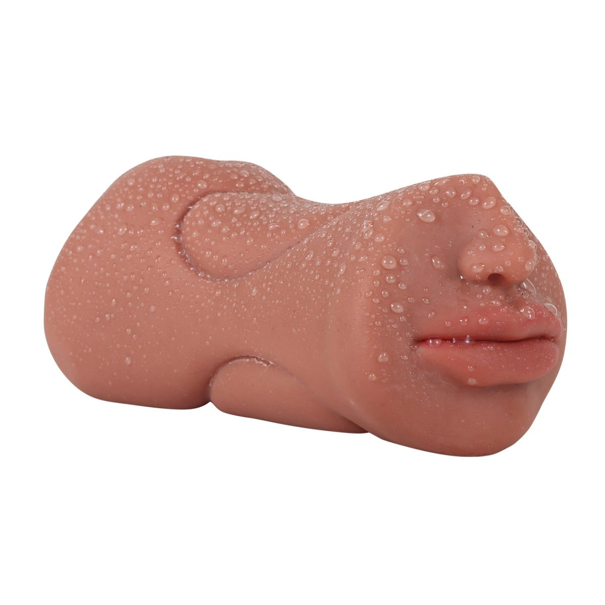 Masturbator 2 Capete Stimulatoare, Vagin, Anus, Gura, TPE, Super Moale, Maro, 16 cm, Passion Labs, #5, Erotic24.ro