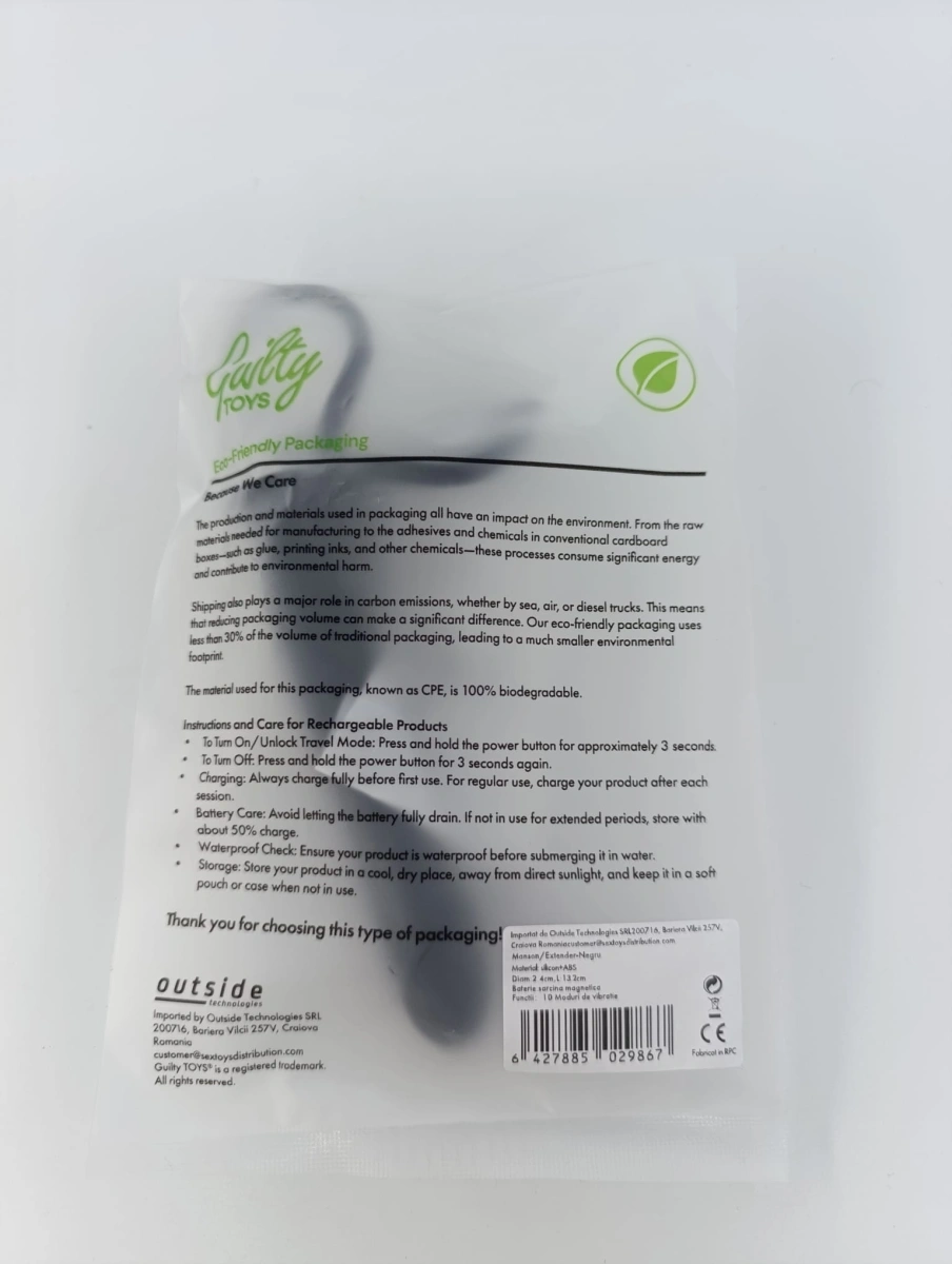 Stimulator Anal pentru Dubla Penetrare, 10 Moduri Vibratii, Silicon, USB Magentic, Negru, 13.2 cm, Guilty Toys, #5, Erotic24.ro