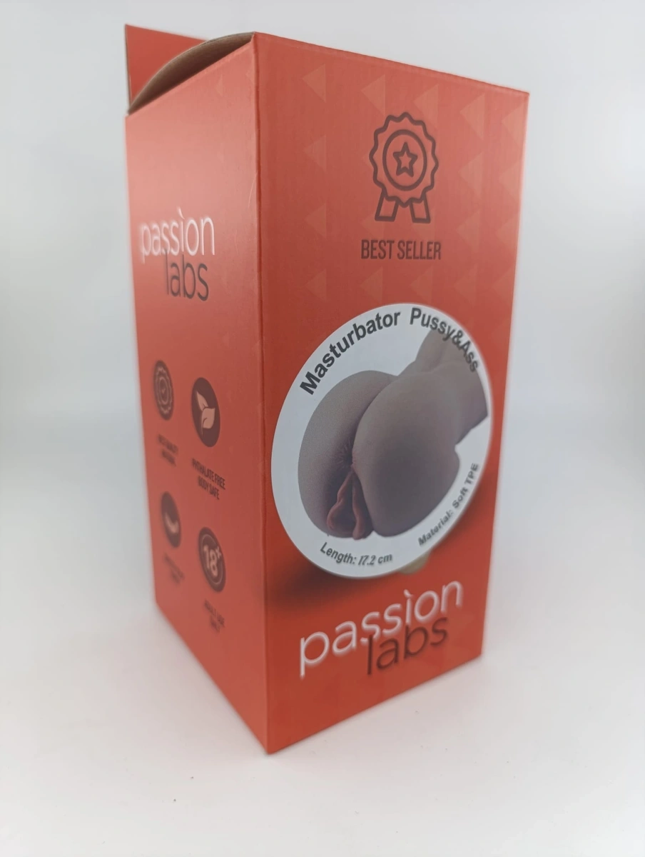 Masturbator No. 07 Vagin&Anus, Material Realist TPE, Super Moale, Maro, 17.2 cm, Passion Labs, Nr. 8, Erotic24.ro