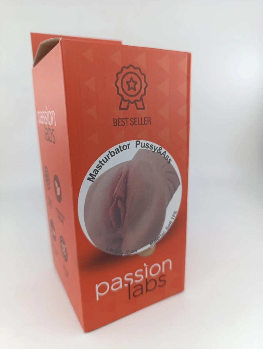 Masturbator No. 06 Vagin&Anus, Material Realist TPE, Super Moale, Maro, 17 cm, Passion Labs, Nr. 6, Erotic24.ro