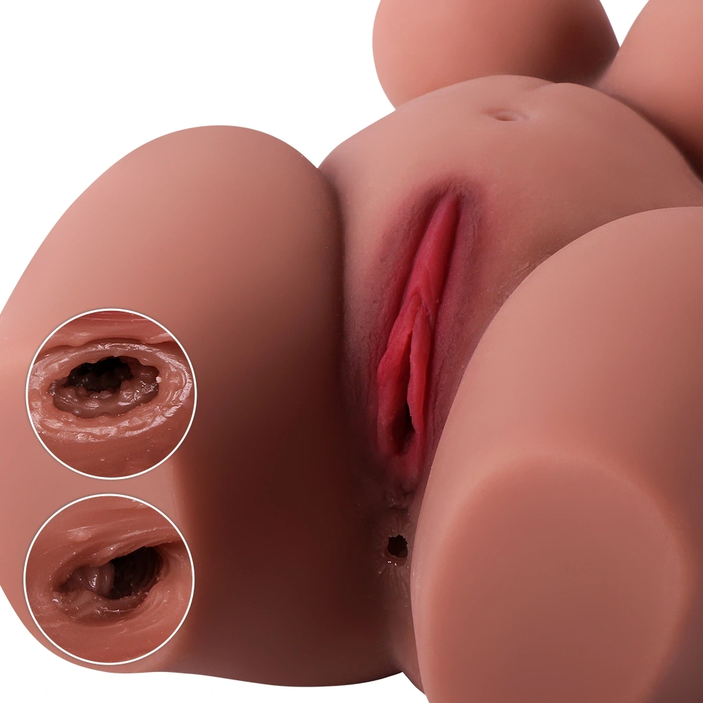 Masturbator Curvy Torso Vagin&Anus, Material Realist TPE, Super Moale, Maro, 28.5 cm, #4, Erotic24.ro