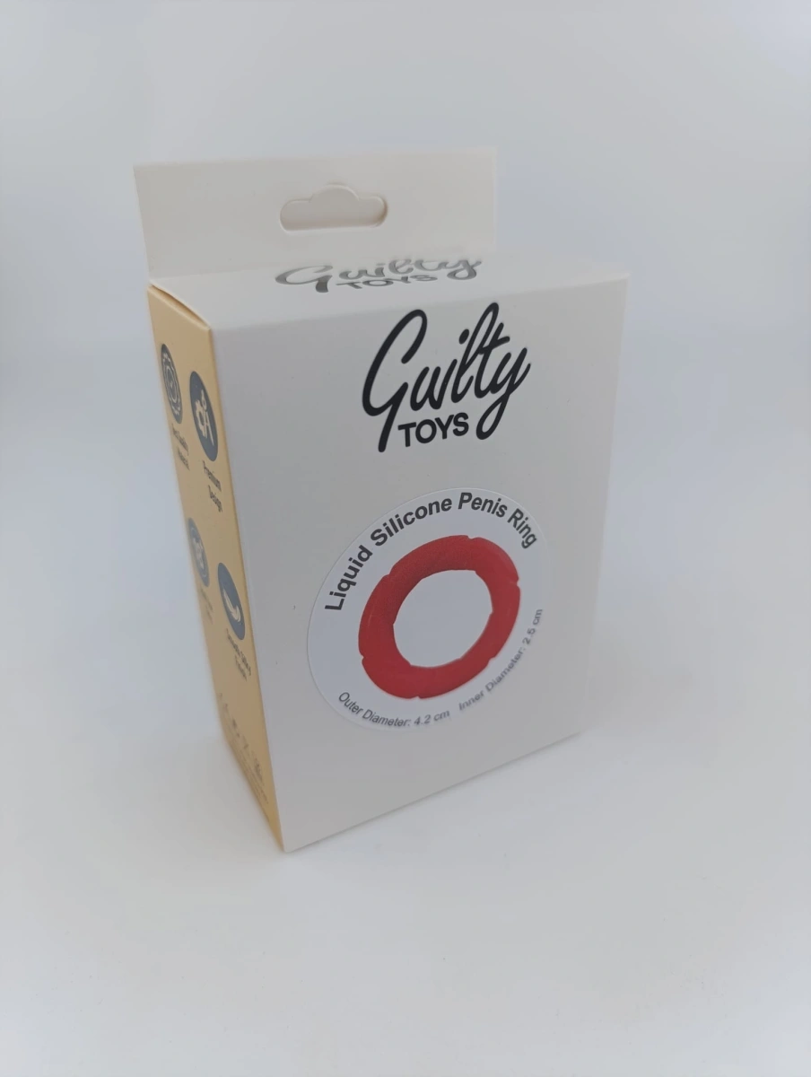 Inel Penis Arwin, Silicon Lichid, Rosu, Guilty Toys, #2, Erotic24.ro