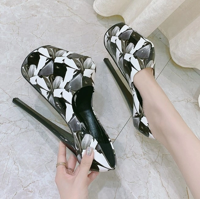 Pantofi Sexy Black-White, Marime 43, Nr. 2, Erotic24.ro