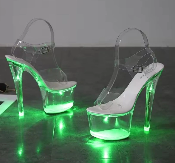 Sandale Transparente cu Lumini in Platforma si Toc, Marime 42, #2, Erotic24.ro