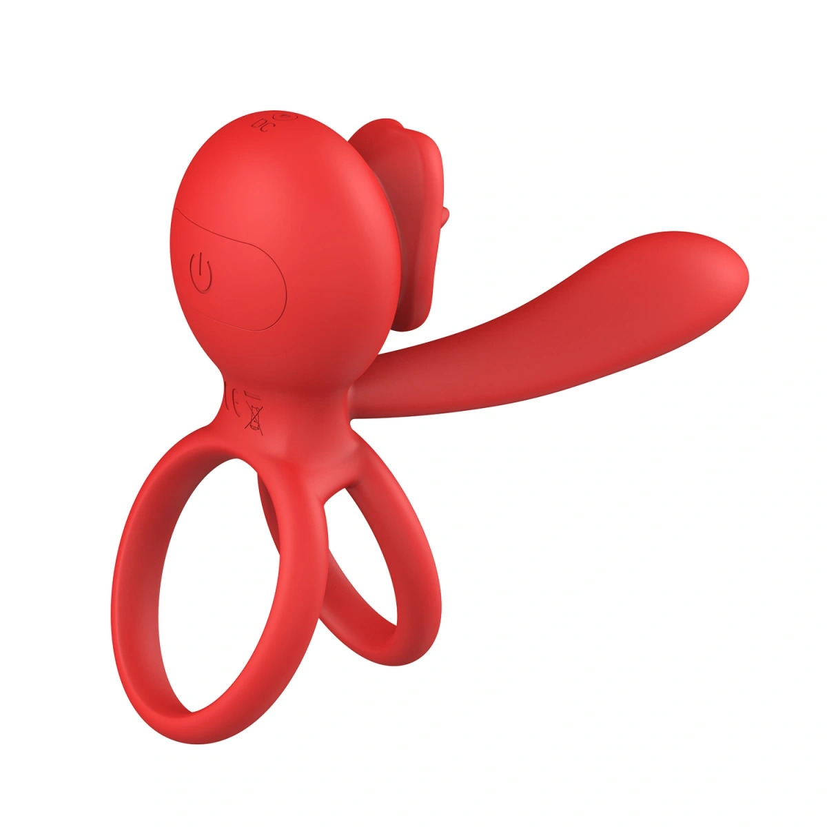 Inel de Penis Tongue Licking with Sleeve, Control Bluetooth, Aplicatie Mobila, Silicon, USB, Rosu, #7, Erotic24.ro