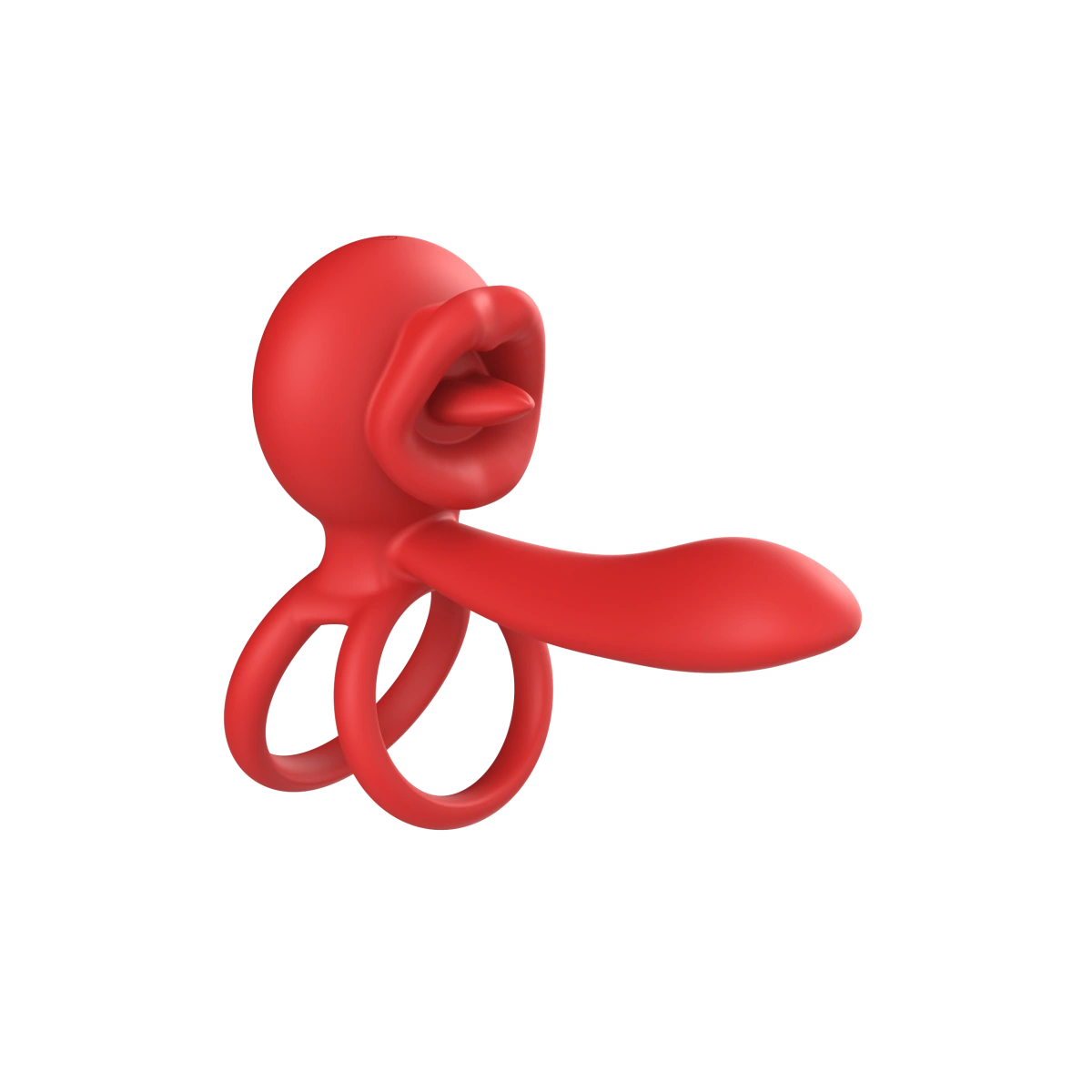 Inel de Penis Tongue Licking with Sleeve, Control Bluetooth, Aplicatie Mobila, Silicon, USB, Rosu, #4, Erotic24.ro