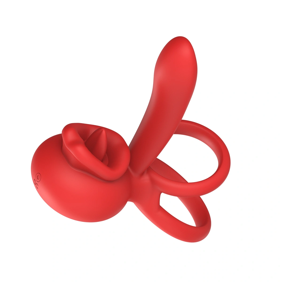 Inel de Penis Tongue Licking with Sleeve, Control Bluetooth, Aplicatie Mobila, Silicon, USB, Rosu, #10, Erotic24.ro