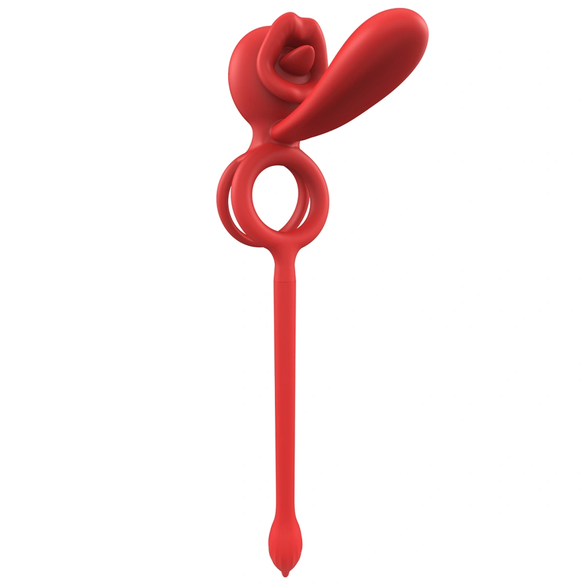 Inel de Penis Tongue Licking with Sleeve&Anal Stim, Control Bluetooth, Aplicatie Mobila, Silicon, USB, Rosu, #7, Erotic24.ro