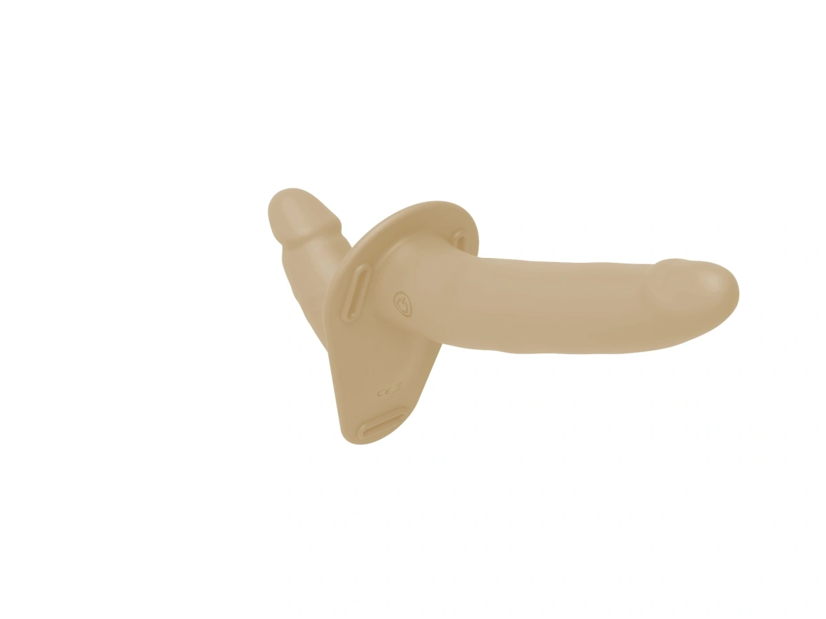 Strap-on pentru Femei, Remote Control, 10 Moduri Vibratii, Silicon, USB, Natural, Passion Labs, Nr. 2, Erotic24.ro