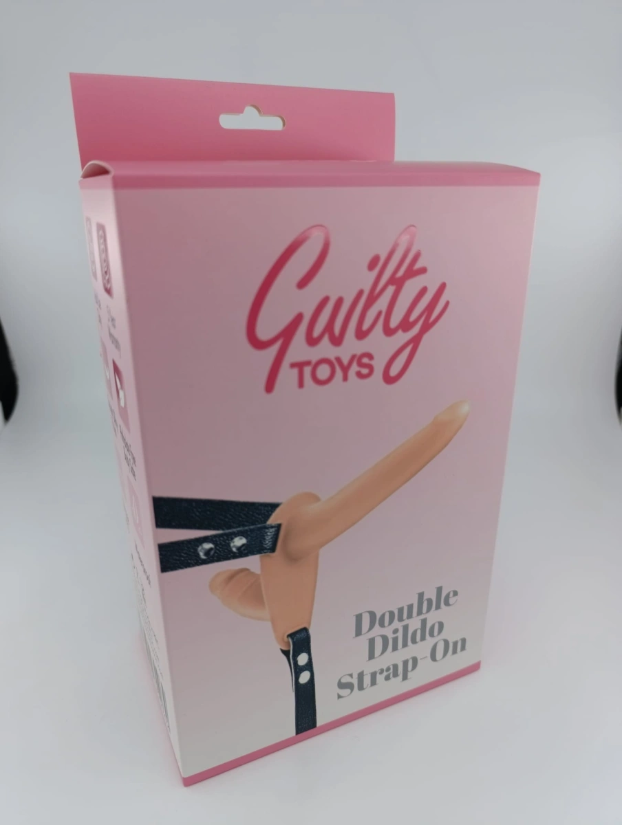Strap-on pentru Femei-Double Dildo-Silicon, Natural, Guilty Toys, Nr. 2, Erotic24.ro