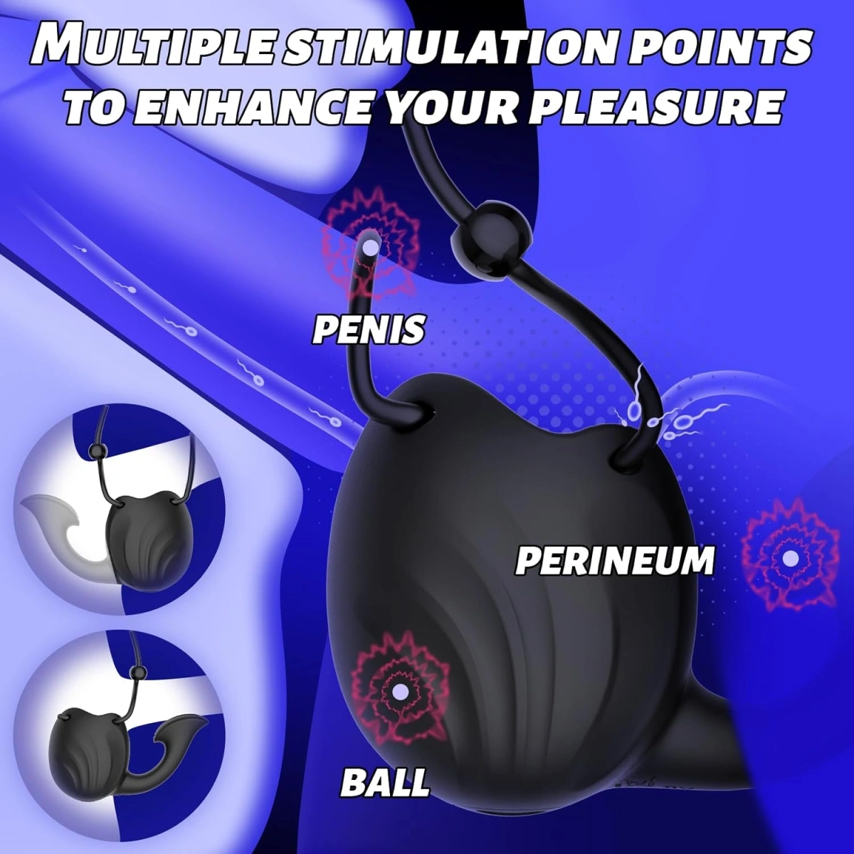 Stimulator Barbati Male Cage, 10 Moduri Vibratii, Silicon, USB Magnetic, Negru, Passion Labs, #4, Erotic24.ro