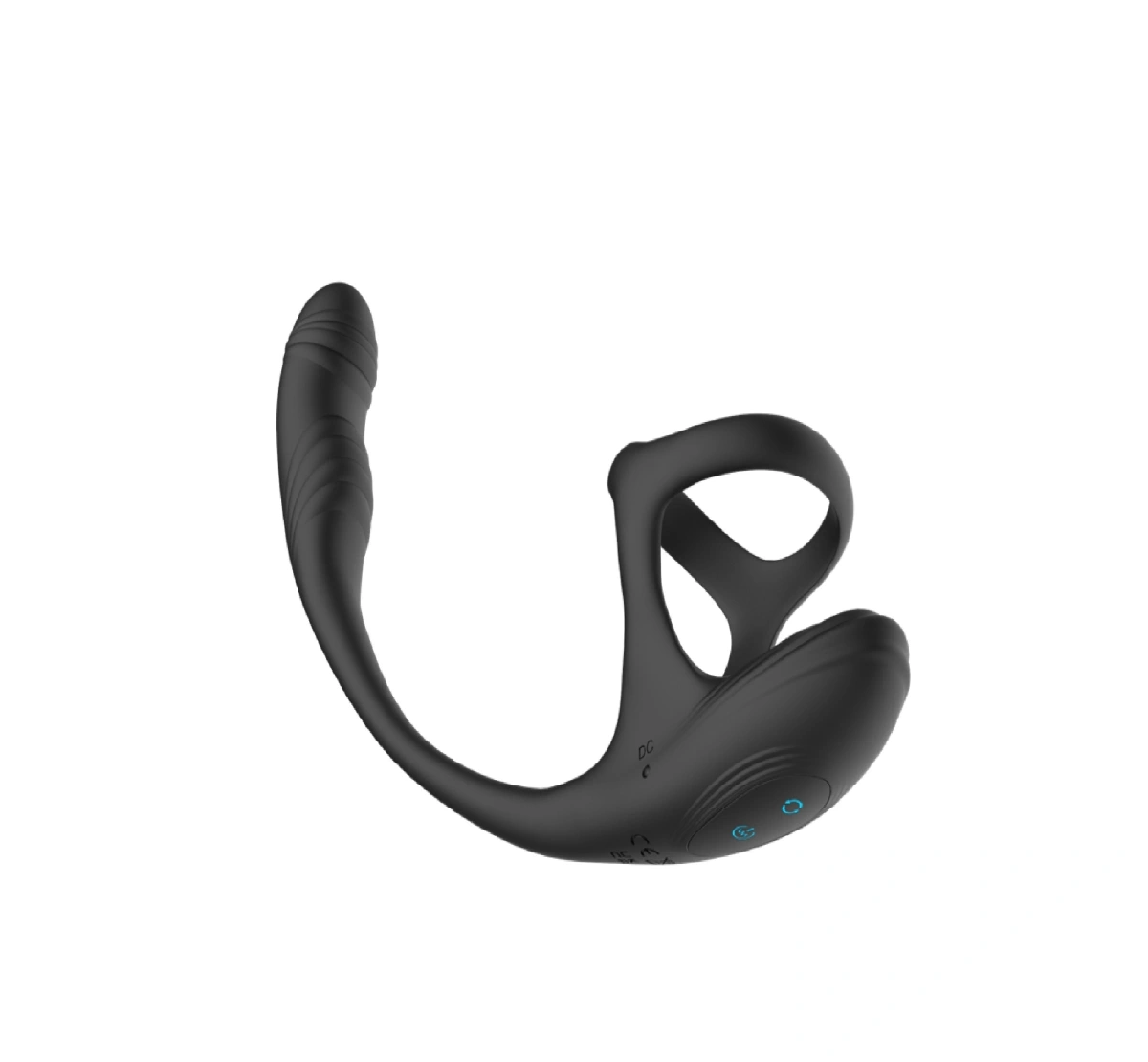 Inel de Penis cu Stimulator Anal, Bluetooth Control, 10 Moduri Vibratii, 10 Moduri Rotatii, Silicon, USB, Negru, Guilty Toys, #3, Erotic24.ro