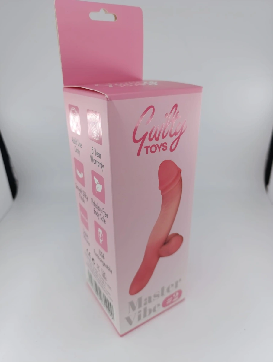 Vibrator Realist Master Vibe No. 2, 10 Moduri Vibratii, Silicon Lichid, USB Magnetic, Natural, 26 cm, Guilty Toys, #7, Erotic24.ro