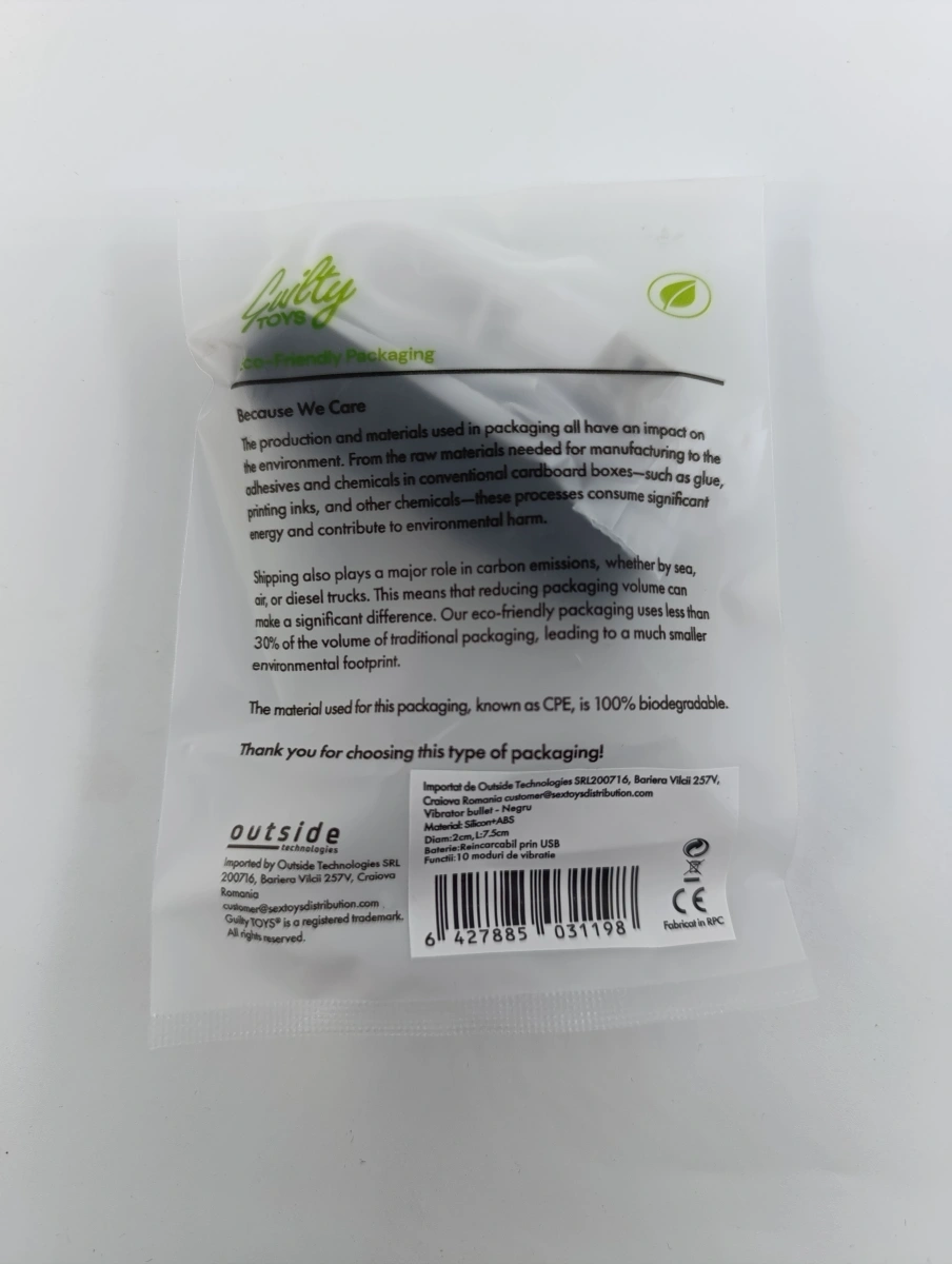 Mini Glont Vibrator VibeX, 10 Moduri Vibratii, ABS, USB, Negru, 7.5 cm, Guilty Toys, #6, Erotic24.ro