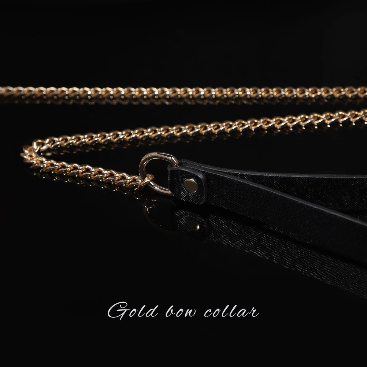 Lesa si Zgarda Beautiful Bow, Negru/Auriu, Nr. 3, Erotic24.ro