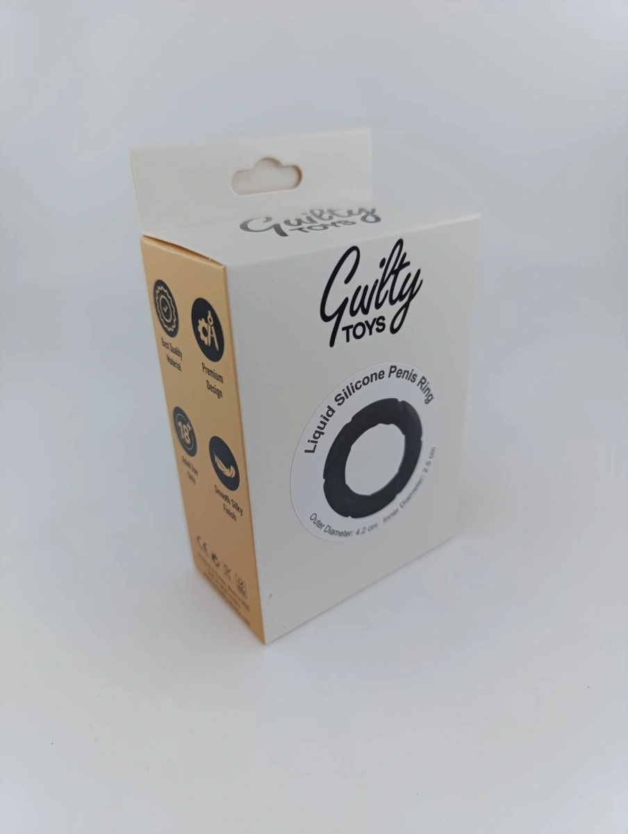 Inel Penis Arwin, Silicon Lichid, Negru, Guilty Toys, #3, Erotic24.ro