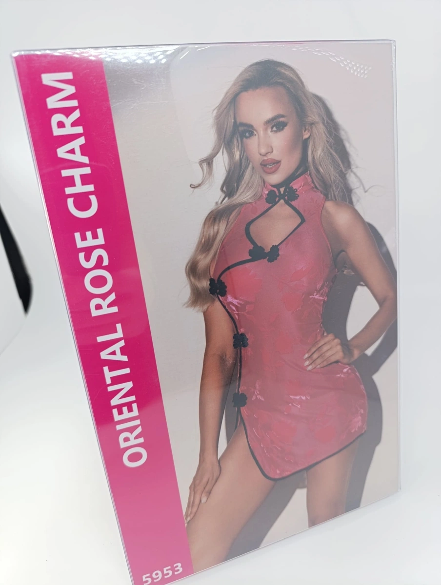 Rochie Sexy Oriental Blossom, Roz, S/M, #6, Erotic24.ro