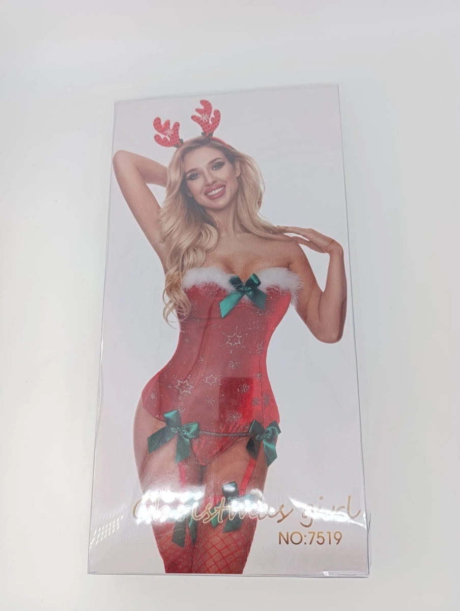 Set Lenjerie 4 Piese Santa’s Naughty Babe, Rosu, S/M, #6, Erotic24.ro