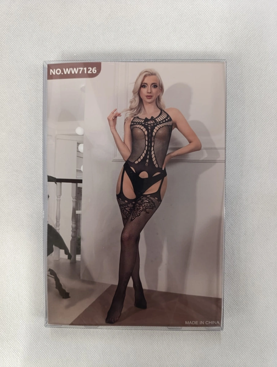 Bodystocking Sexy Model Portjartier, Negru, S-L, #7, Erotic24.ro