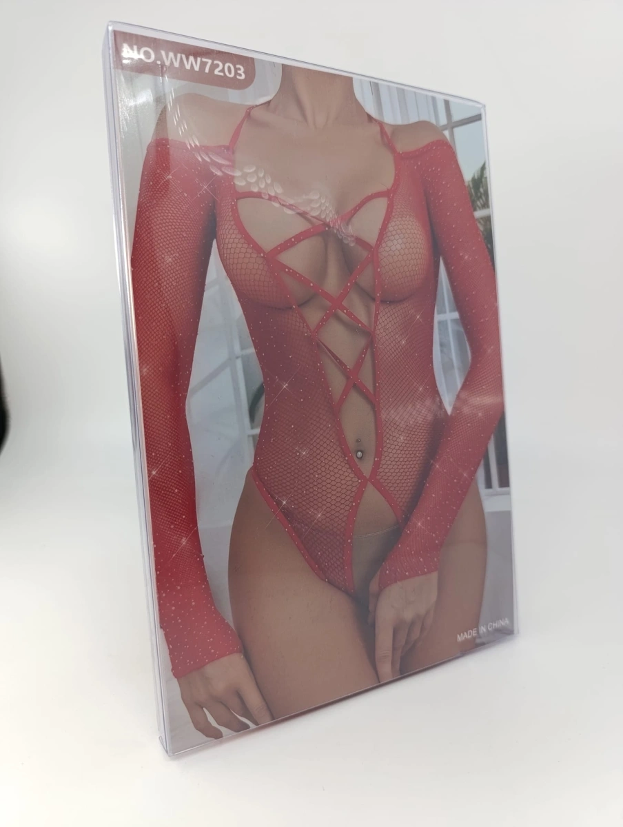 Body Crotchless Sexy Glitter, Rosu, S-L, #6, Erotic24.ro