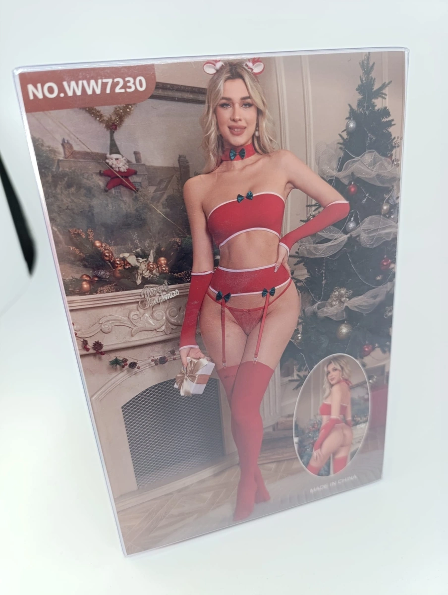 Costum 6 Piese Festive Seduction, Rosu, S/M, #6, Erotic24.ro