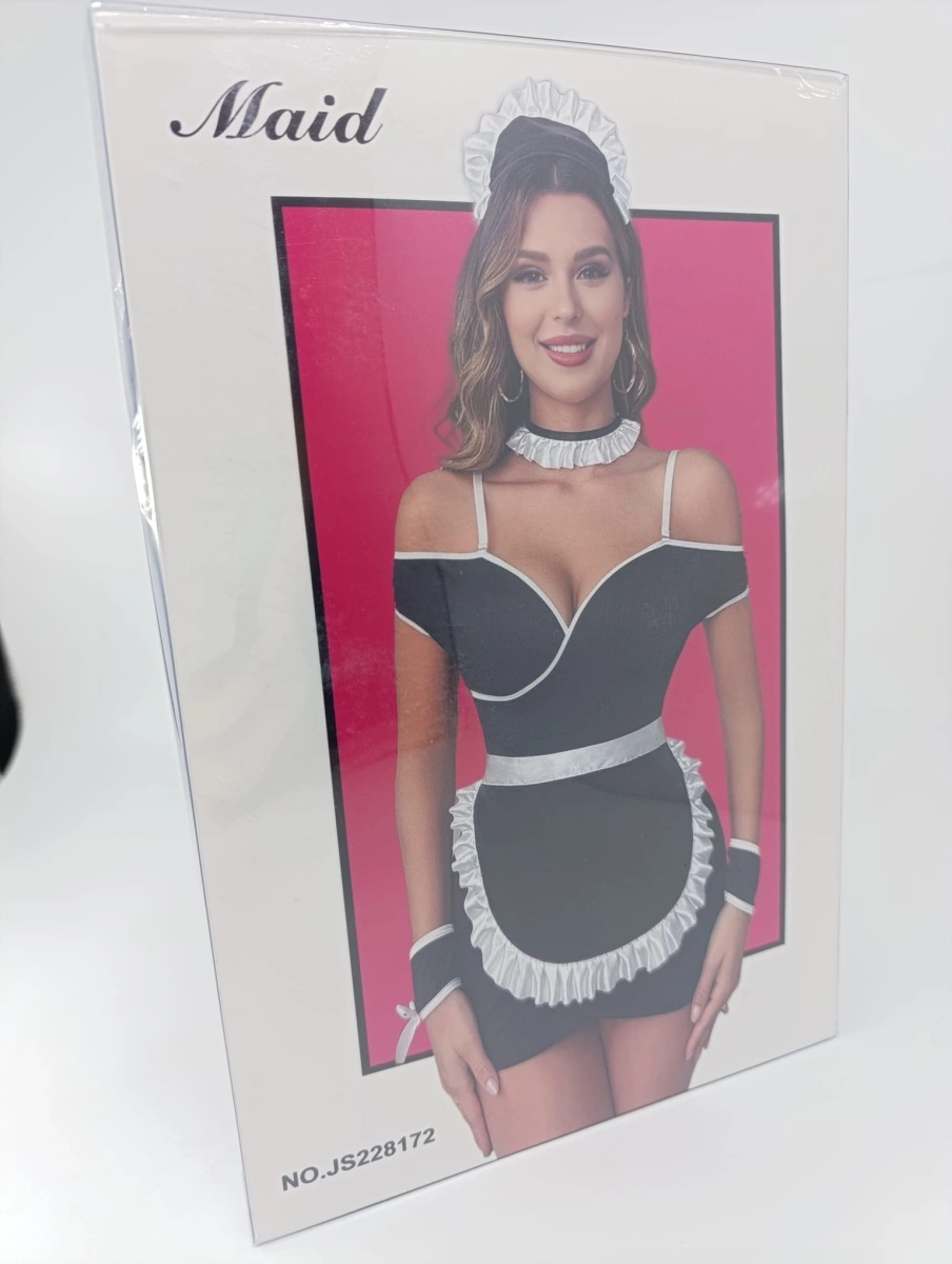 Lenjerie 6 Piese Menajera/Servitoare Tempting Housemaid, Negru/Alb, S/M, #6, Erotic24.ro