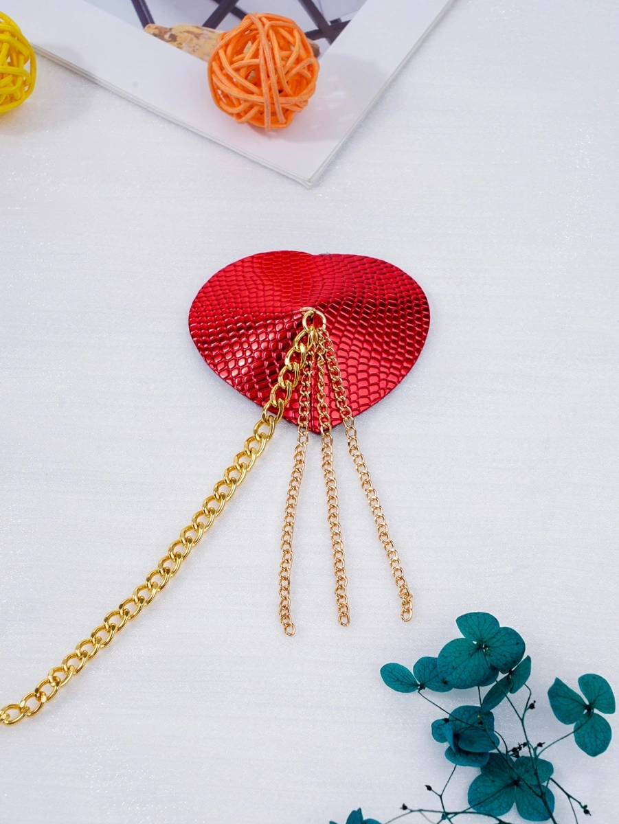 Set Acoperitoare Sfarcuri si Choker Sexy Hearties, Rosu, #2, Erotic24.ro