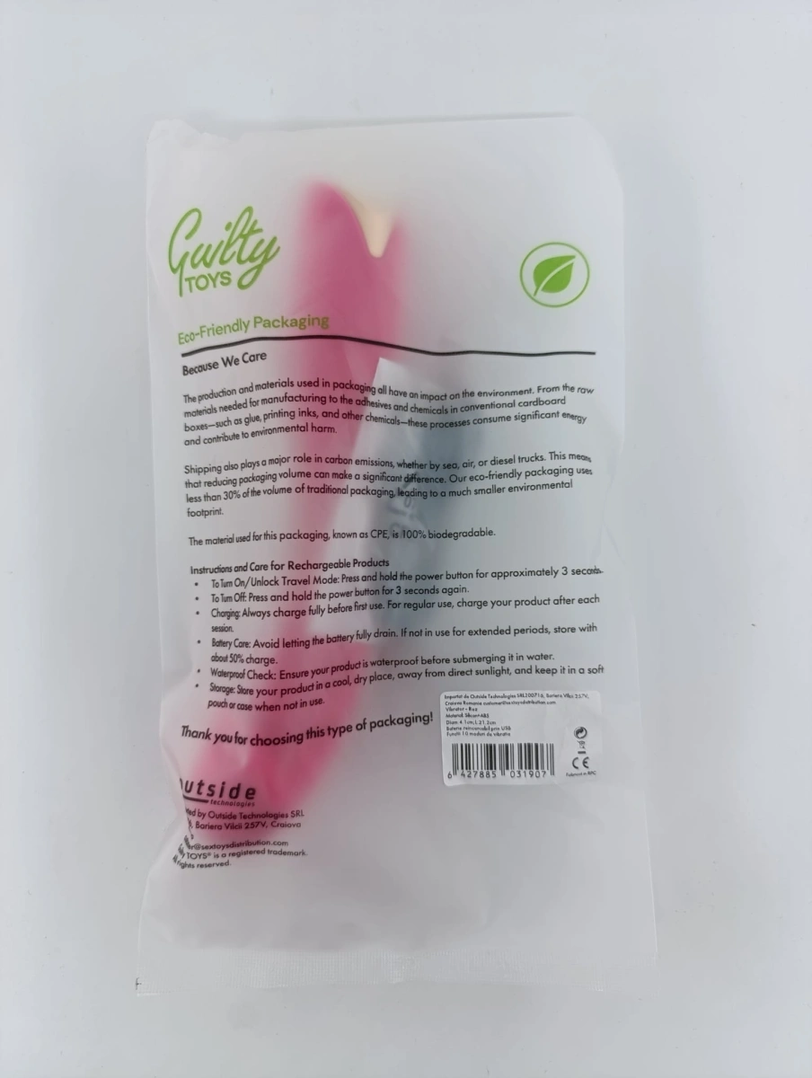 Vibrator Velvet Curve pentru Punctul G, 10 Moduri Vibratii, 4 Viteze, Silicon, USB, Roz, 21.4 cm, Guilty Toys, #5, Erotic24.ro